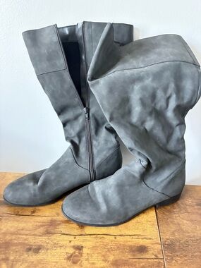 Style & Co. Gray Slouchy Knee-High Heeled Boots